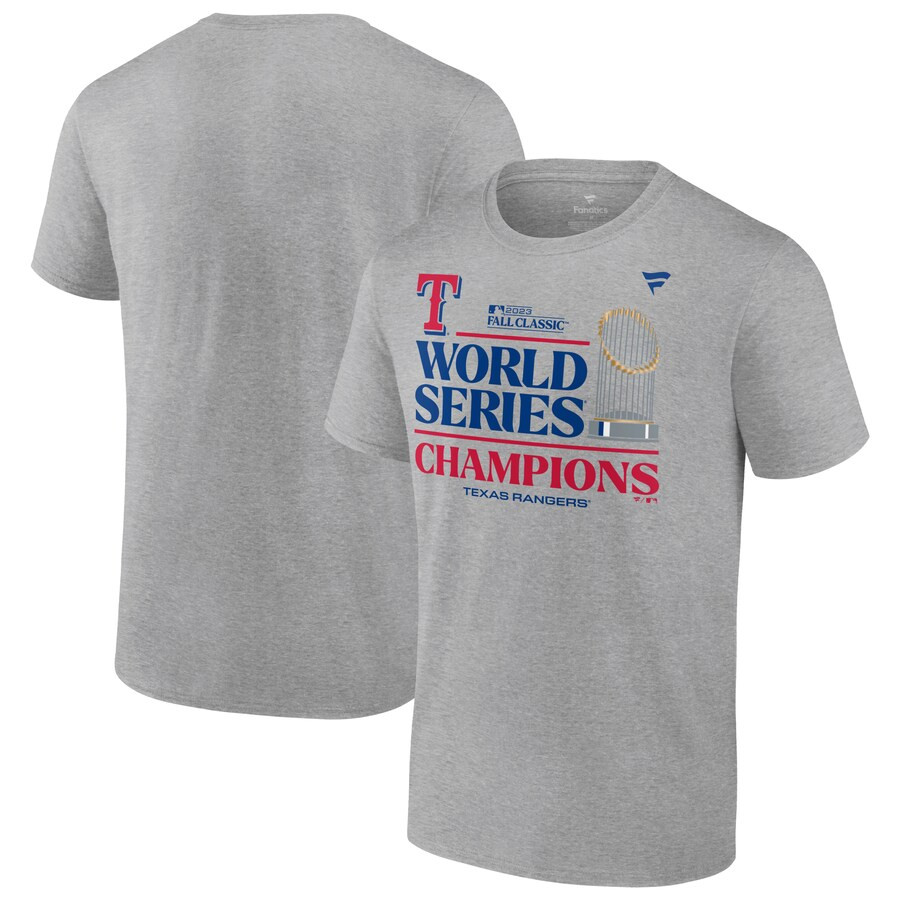 Texas Rangers Fanatics 2023 World Series Champions Locker Room T-Shirt - Heather Gray | Fanatics