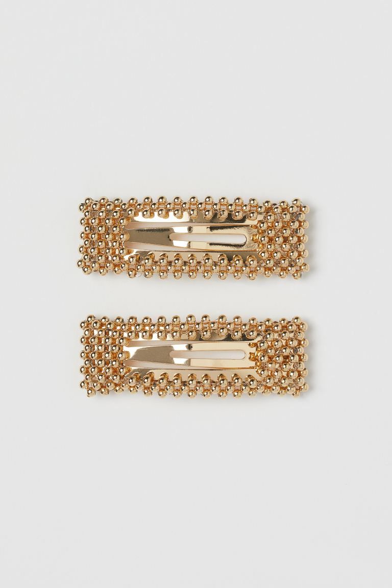 Hair clips in metal decorated with beads. | H&M (US)