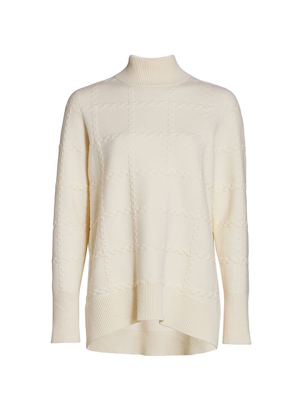 Akris punto Women's Tonal Check Wool & Cashmere Turtleneck Sweater - Cream - Size 10 | Saks Fifth Avenue