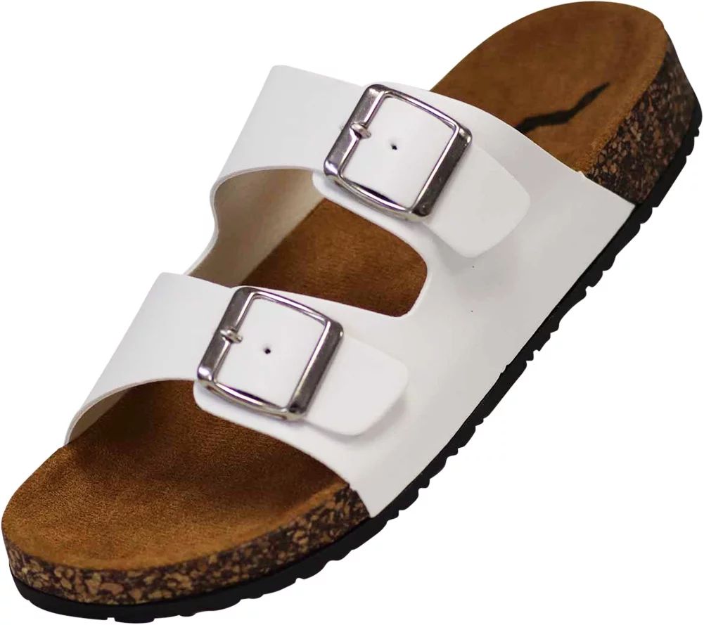 NORTY Womens Flat Slide Adult Female Comfort Footbed Sandals White | Walmart (US)