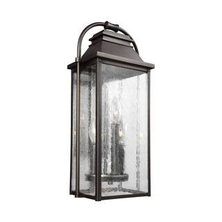 Generation Lighting Wellsworth 3-Light Antique Bronze Outdoor 18.25 in. Wall Lantern Sconce OL132... | The Home Depot