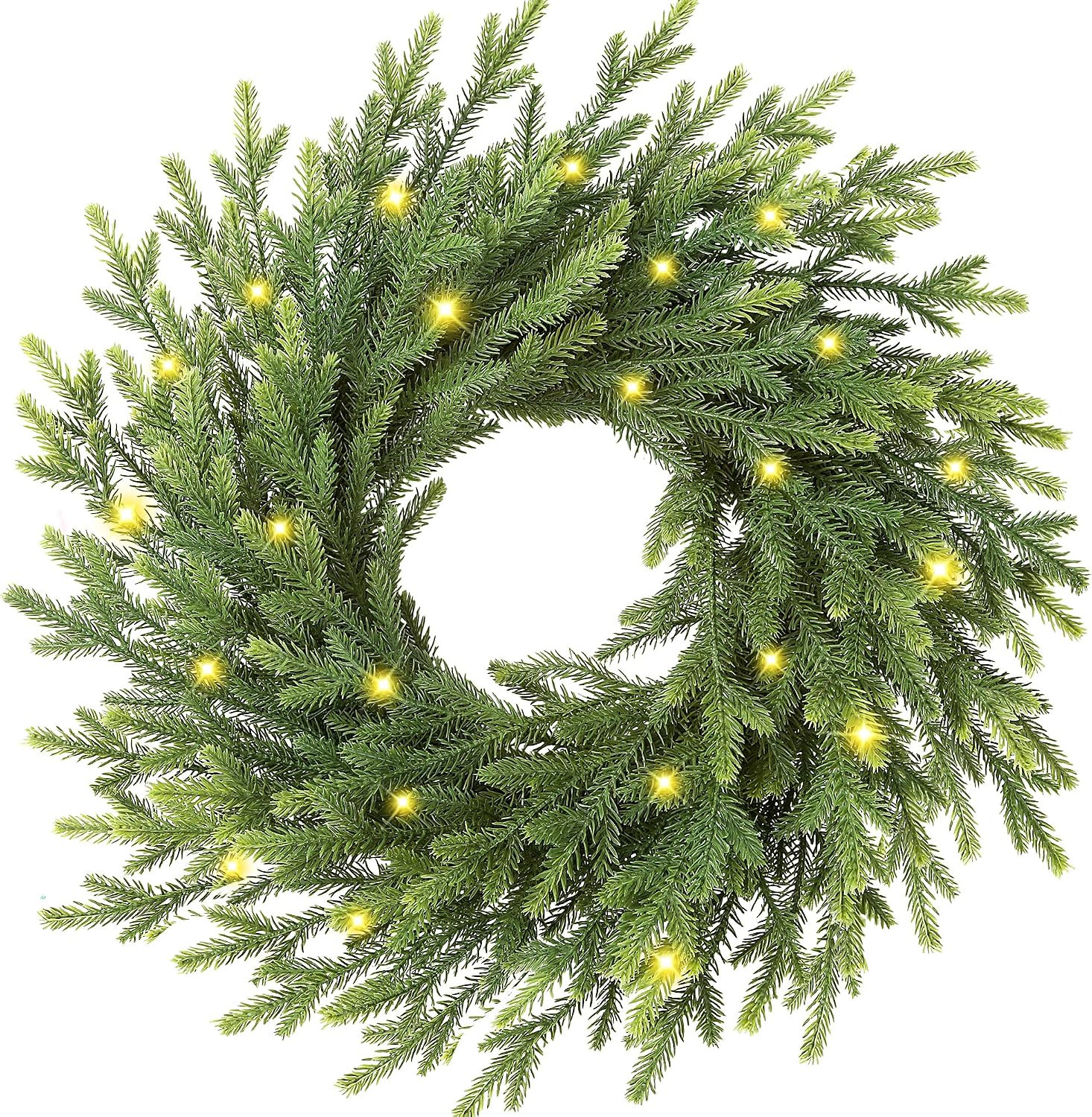 22’’ Real Touch Norfolk Pine Wreath Artificial Christmas Wreath for Front Door Green Wreaths Christmas Decorations for Winter Farmhouse Wall Indoor Outdoor Home Holiday Xmas Decor | Amazon (US)