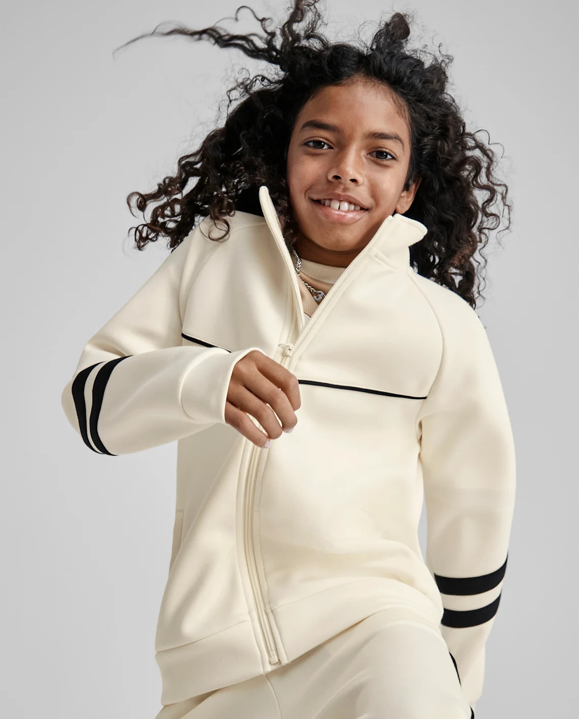 Kids Contrast Scuba Track Jacket - cream | The Children's Place