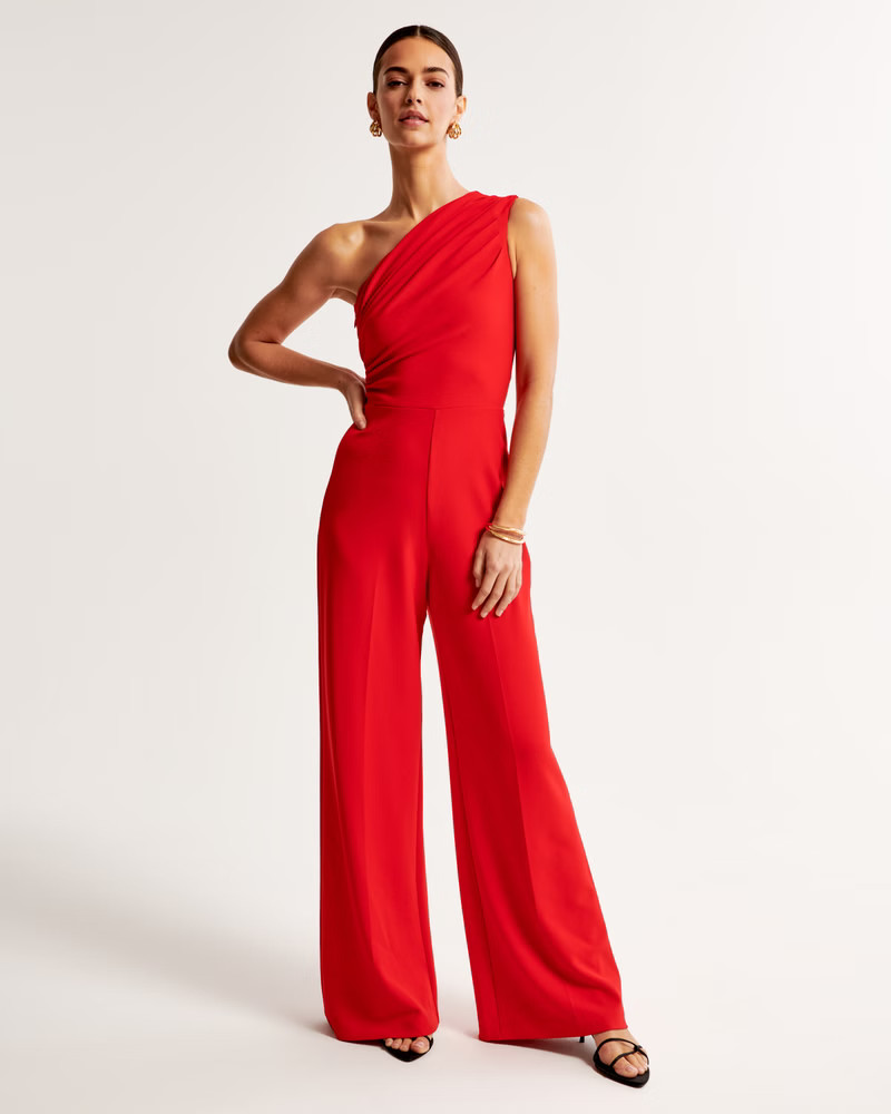 Women's One-Shoulder Crepe Jumpsuit | Women's New Arrivals | Abercrombie.com | Abercrombie & Fitch (US)