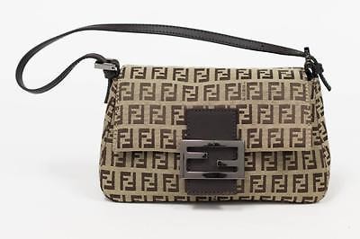 FENDI 8BR180 BROWN TAN ZUCCA MONOGRAM FLAP BAGUETTE FOREVER MAMA HANDBAG EUC | eBay | eBay US