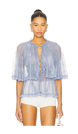 Leah Lace Top in Blue | Revolve Clothing (Global)