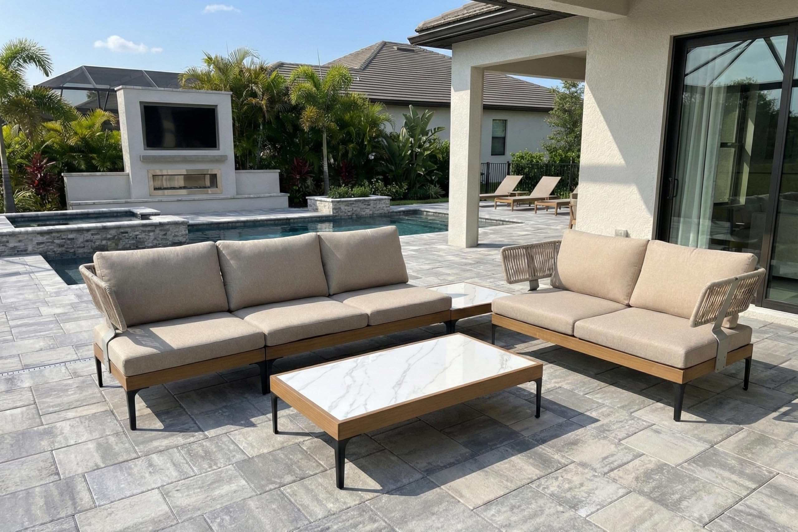 PURPLE LEAF 5 Pieces Patio Conversation Furniture Sets with Loveseat Chairs Tables Modern Wicker ... | Amazon (US)