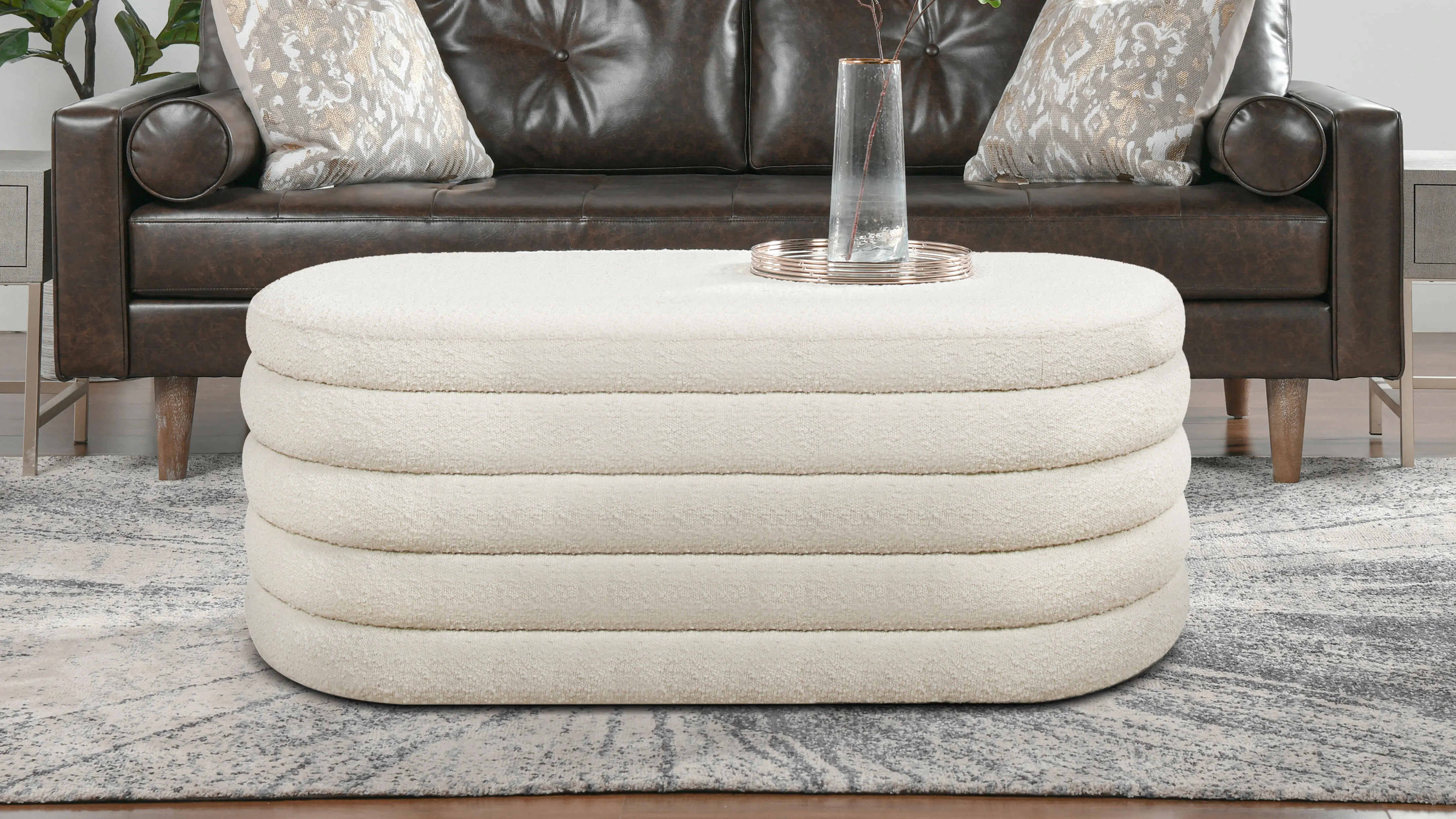 Jennifer Taylor Home Fuji 49" Upholstered Oval Storage Bench | Ashley | Ashley