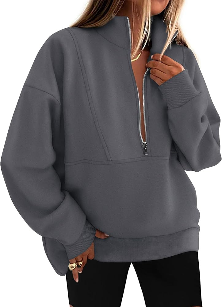 KIRUNDO Sweatshirt for Women 2025 Fall Half Zip Pullover Oversized Fleece Mock Neck Hoodies Fashi... | Amazon (US)