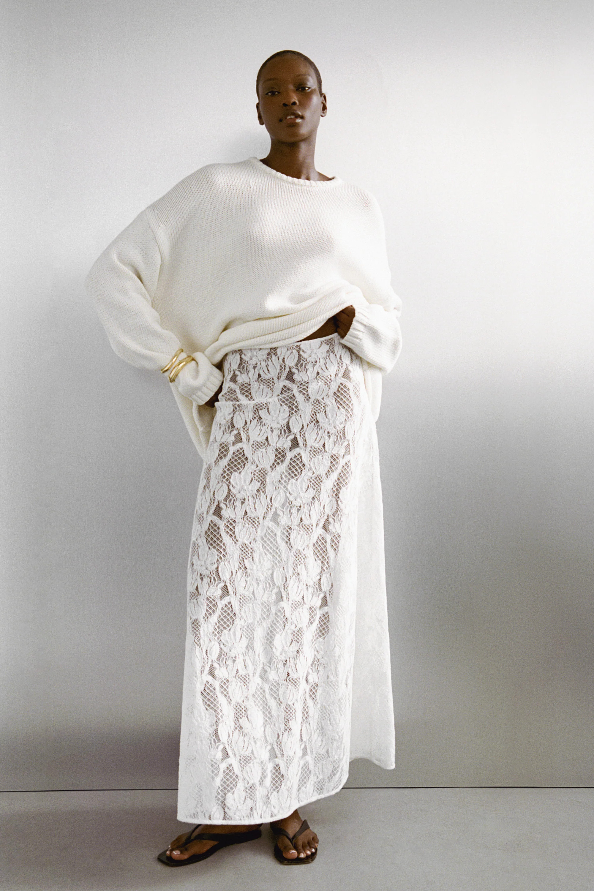 LUCINE WHITE LACE MAXI SKIRT | DISSH