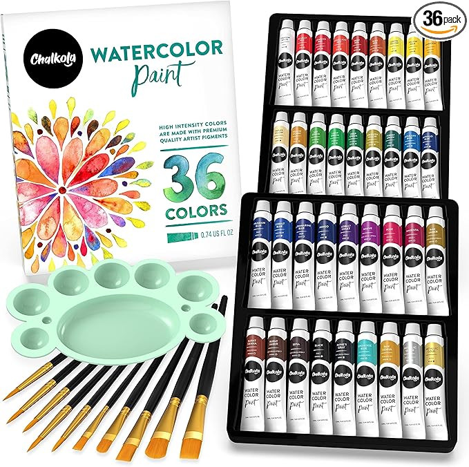 Chalkola Watercolor Paint Set for Adults, Kids, Beginner & Professional Artists - 36 Watercolor T... | Amazon (US)