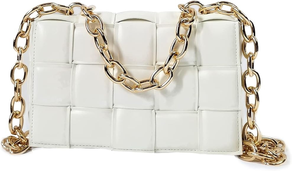 Ling Chuang Woven Crossbody Bags for Women Padded Cassette Shoulder Bag Green Chain Clutch Purses... | Amazon (US)