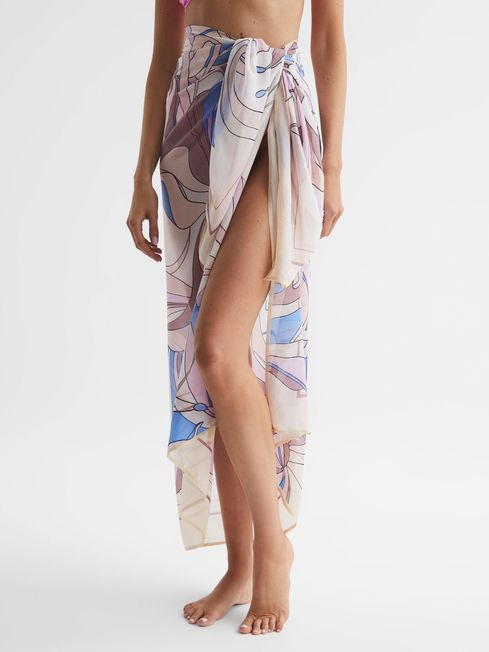 Reiss Multi Anika Abstract Printed Sarong | Reiss US