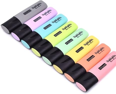 YISAN Highlighters Pastel Markers,Chisel Tip 8 Assorted Colors Pens Set,Journaling for Students,A... | Amazon (US)