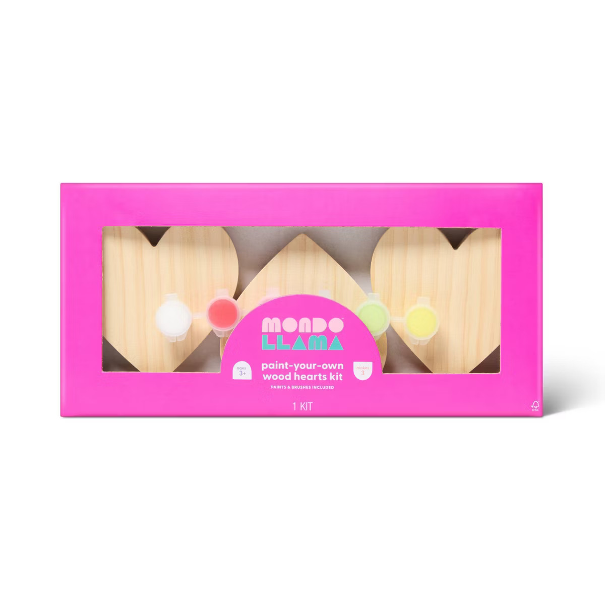 3ct Valentine's Craft Wood Hearts Painting Activity Kit - Mondo Llama™ | Target