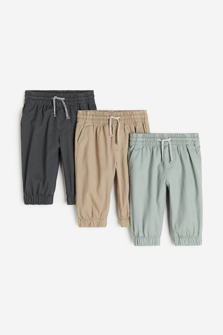 3-pack Cotton Twill Joggers | H&M (US + CA)