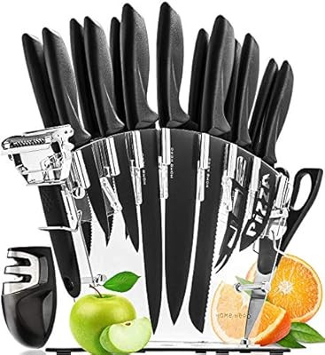 Stainless Steel Knife Set with Block 17 Piece Set Kitchen Knives Set Chef Knife Set with Knife Sh... | Amazon (US)