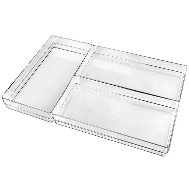 LotFancy Clear Drawer Organizers, 12 x 6 x 2 in, Plastic Storage Containers Bins  for Desk, Makeu... | Walmart (US)