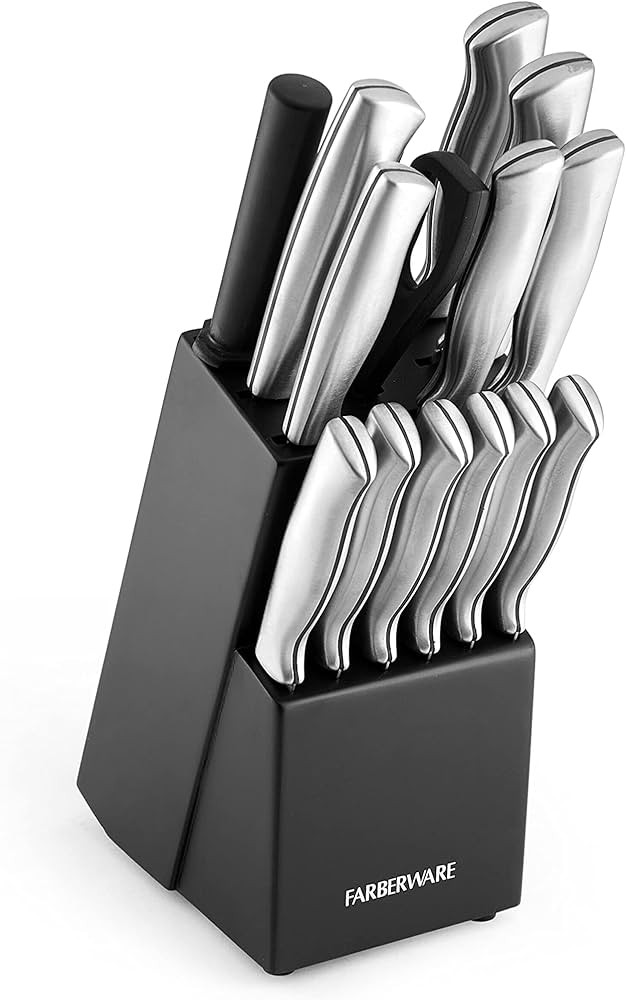 Farberware 15-Piece High-Carbon Stamped Stainless Steel Kitchen Knife Block Set with Steak Knives... | Amazon (US)