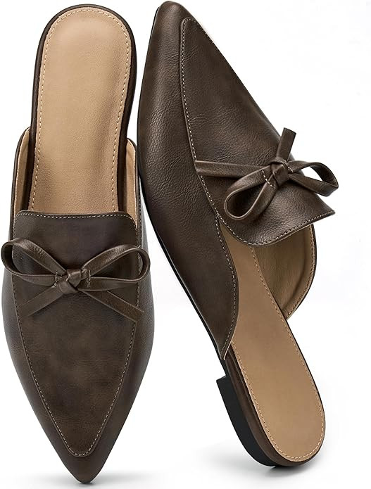 Pointed Toe Mules for Women: Elegant Bow Flats Dressy Casual | Amazon (US)