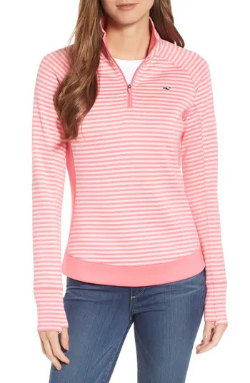 Women's Vineyard Vines Performance Stripe Quarter Zip Pullover | Nordstrom