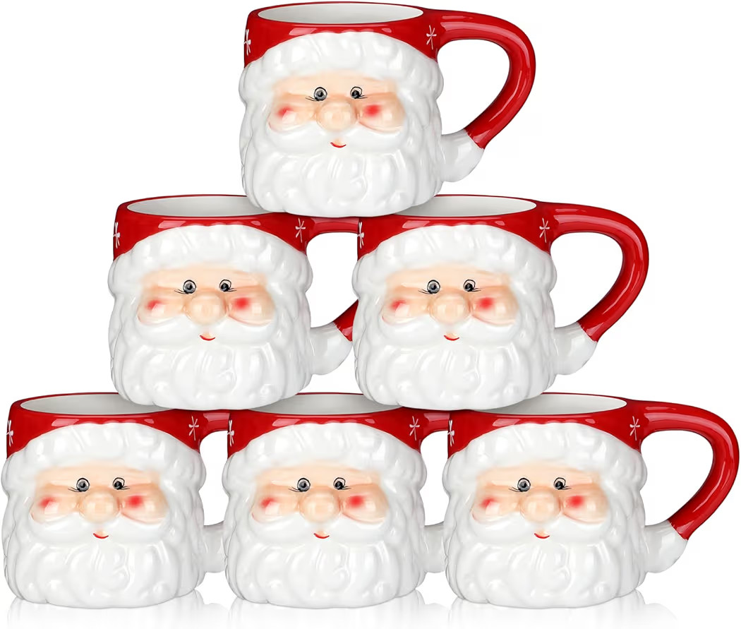 Sliner 6 Pcs Christmas Santa Coffee Mugs Vintage Santa Claus Heads Ceramic Mug Christmas Themed D... | Amazon (US)