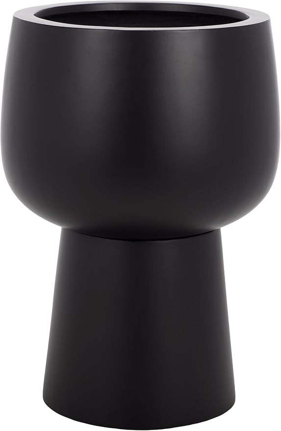 SAFAVIEH Outdoor Patio Furniture Collection - Olivia Black Ficonstone Pedestal Planter Pot, Moder... | Amazon (US)