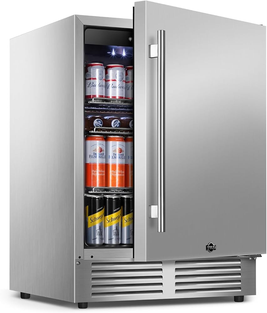 Tylza Outdoor Refrigerator 24 Inch Wide, Stainless Steel Beverage Refrigerator 176 Can for Underc... | Amazon (US)