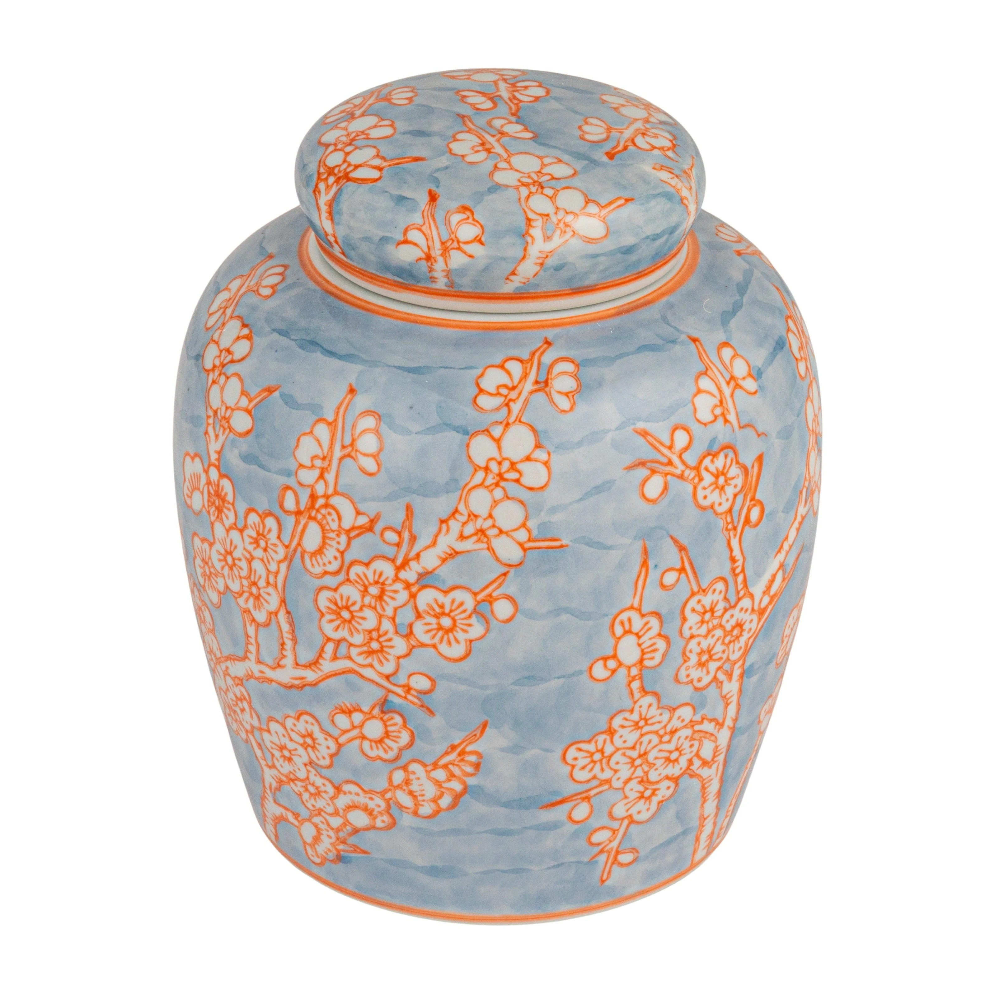 Creative Co-Op Decorative Ceramic Ginger Jar with Lid, Blue | Walmart (US)