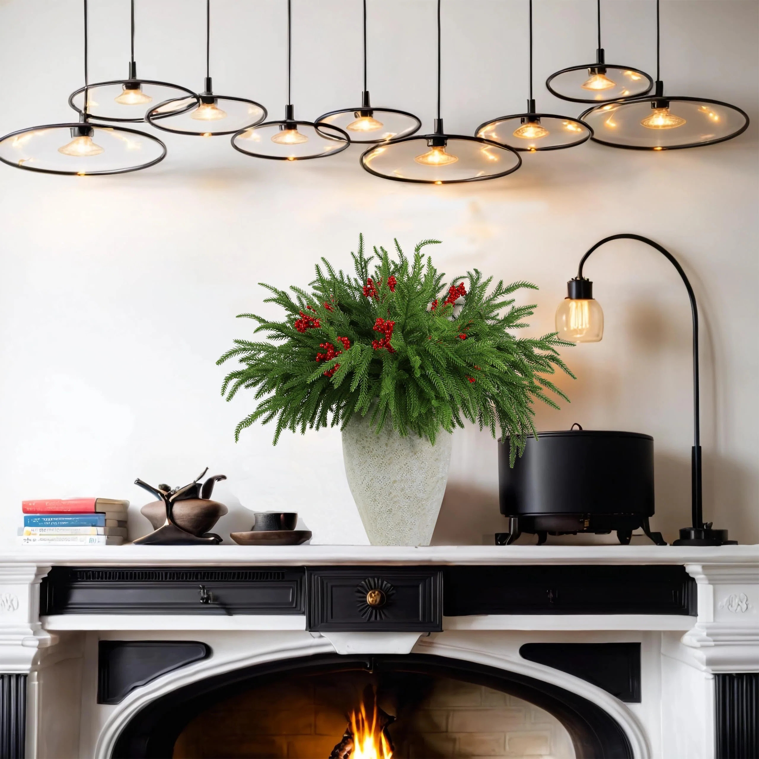 12 Pcs Artificial Norfolk Pine Branches With 8pcs Pine Cone Plants Decor | Wayfair North America