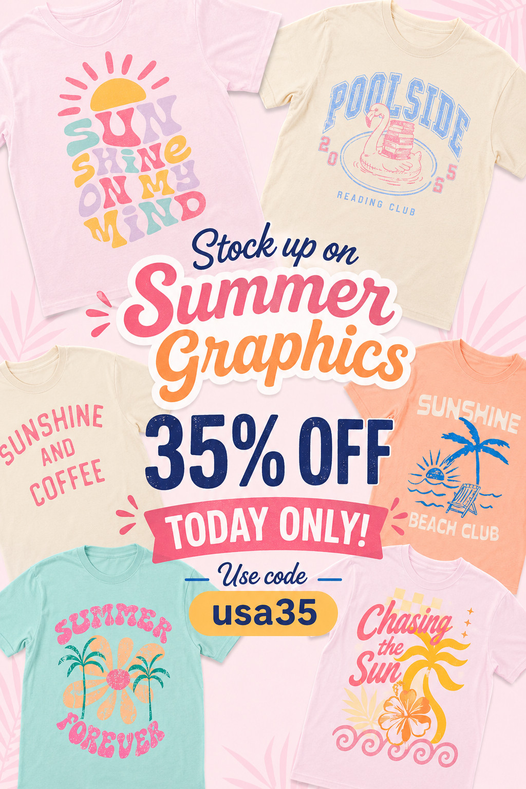 These summer graphics are basically happiness in t-shirt form ☀️🌴💖

The colors. The retro vibes. The beachy graphics. The poolside energy. I want ALL of them 😅

These are the perfect easy summer outfit with biker shorts, denim shorts, leggings, or tossed over a swimsuit for vacation 🙋‍♀️✨

☀️ TODAY ONLY — all summer graphics are 35% OFF
Use code: usa35

I tagged all of the graphics below so you can shop your favorites before the cutest sizes disappear! 🛍️💕