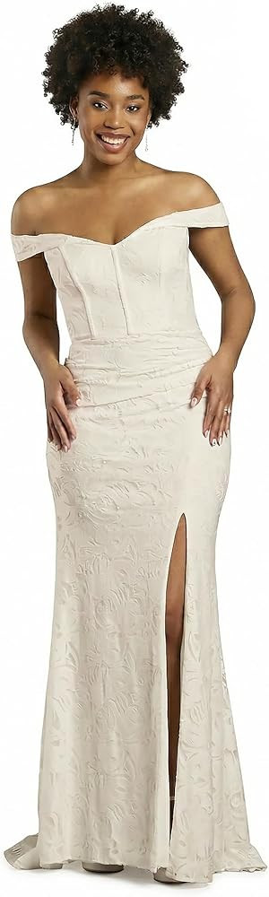 David's Bridal The Edit Studio Soft White Corset Bodice Lace Off The Shoulder A Line Wedding Dres... | Amazon (US)