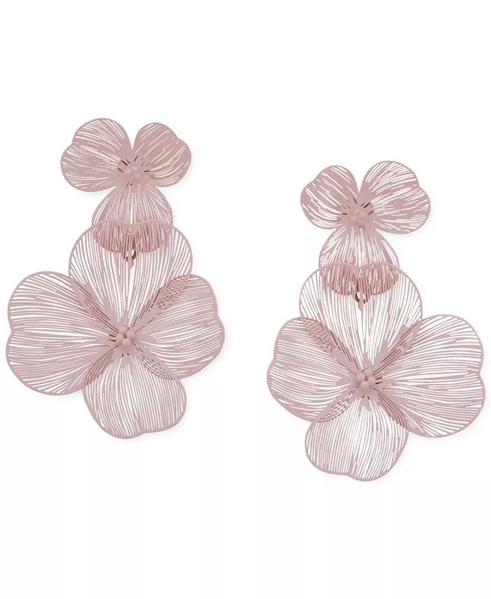 Gold-Tone Color Artistic Flower Double Drop Earrings | Macys (US)