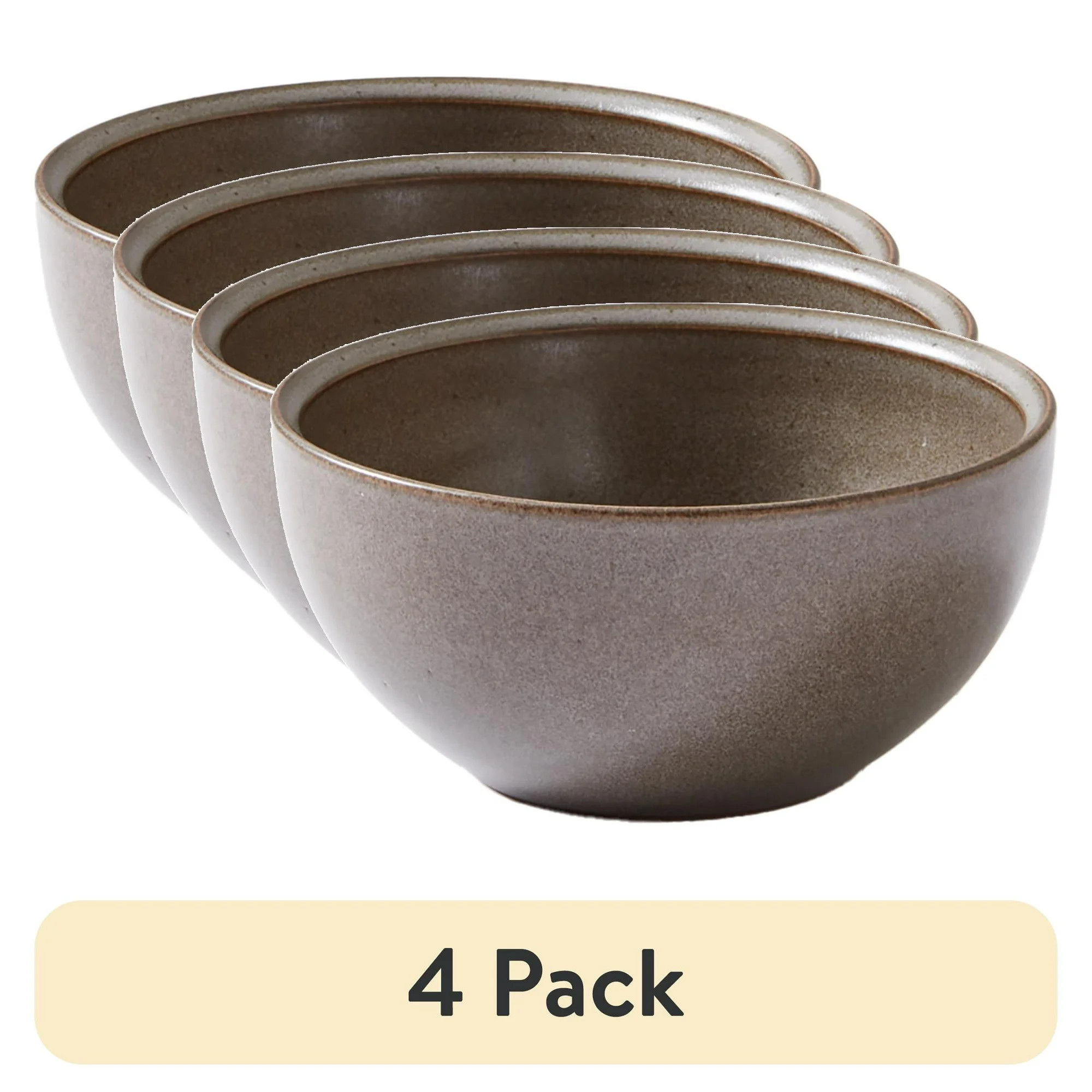 (4 pack) Better Homes and Gardens Banks Brown 6-inch Stoneware Cereal Bowl | Walmart (US)
