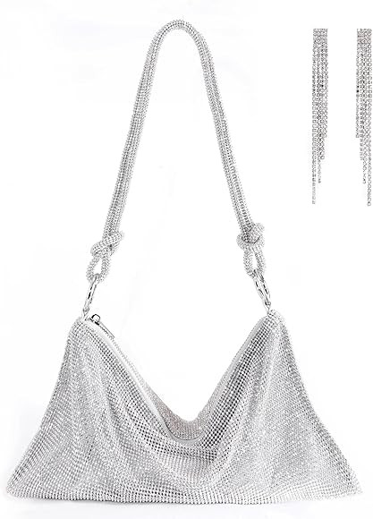 Rhineston Evening Bag for Women Rhinestone Purse Silver Purse clutch for Party Silver bags for Women | Amazon (US)