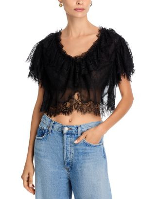 LoveShackFancy Vienne Lace Cropped Top  | Bloomingdale's Women | Bloomingdale's (US)
