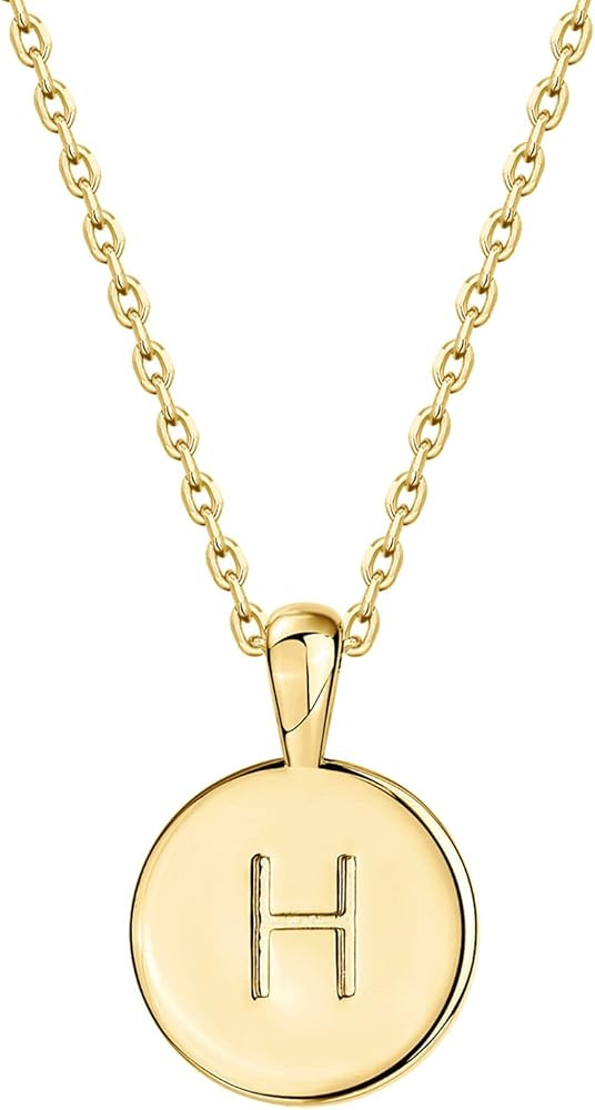 PAVOI 14K Gold Plated Initial Letter Pendant Necklace for Women | Gold Alphabetical Initial Neckl... | Amazon (US)