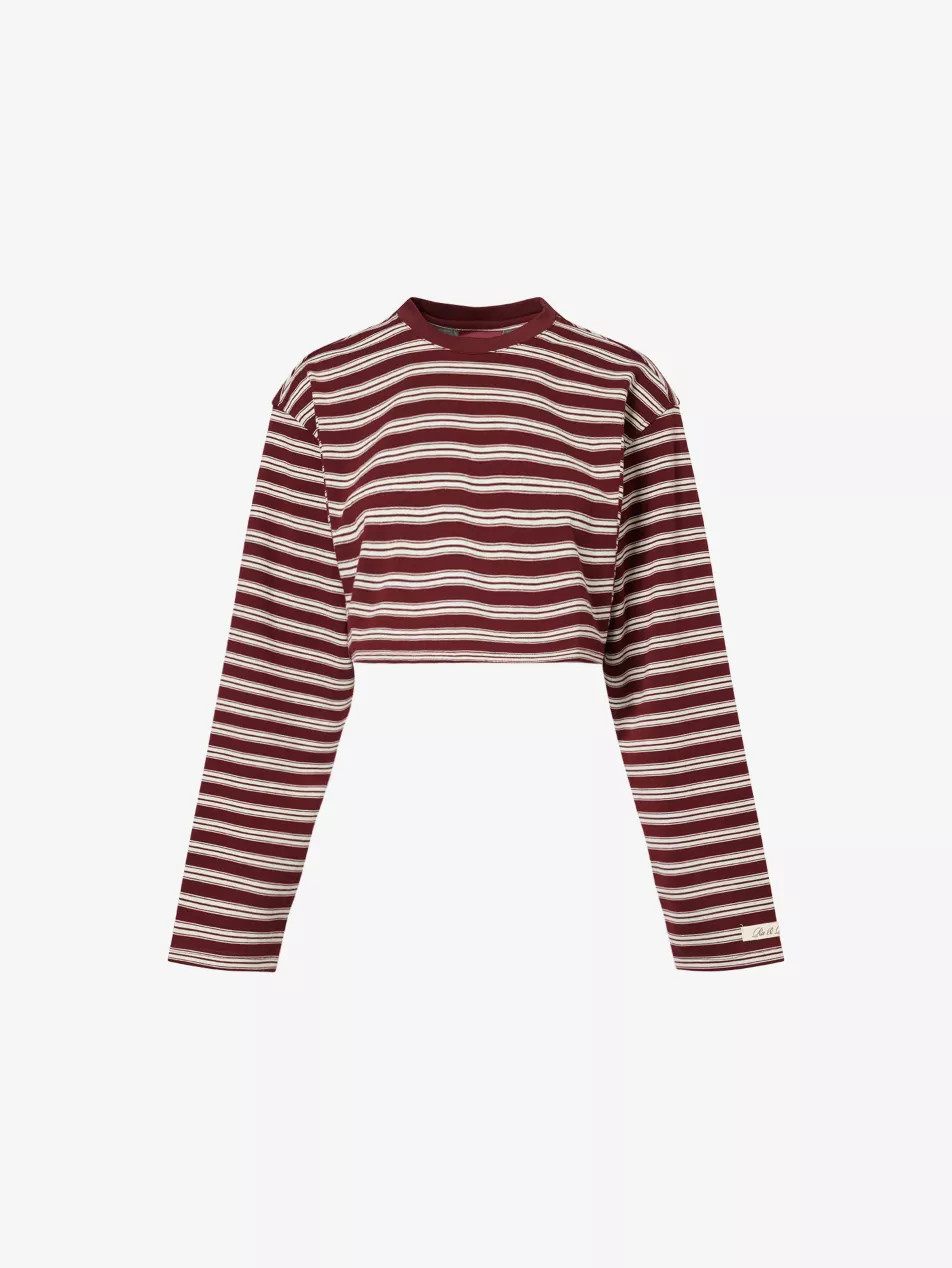 Striped Cropped Stretch-Cotton T-Shirt | Selfridges
