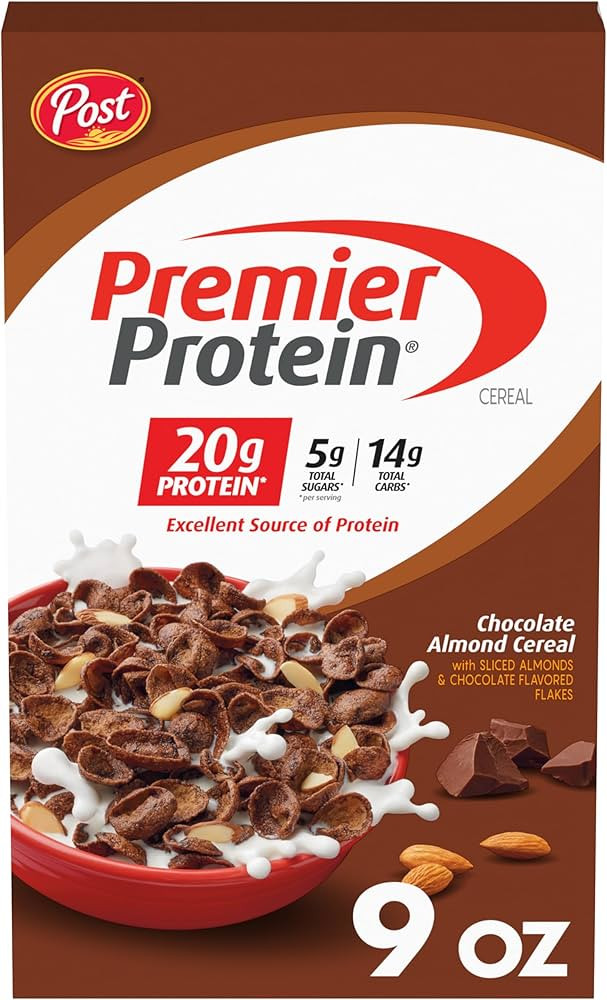 Premier Protein Chocolate Almond Cereal, Chocolatey Protein Cereal Flakes with Sliced Almonds, Co... | Amazon (US)
