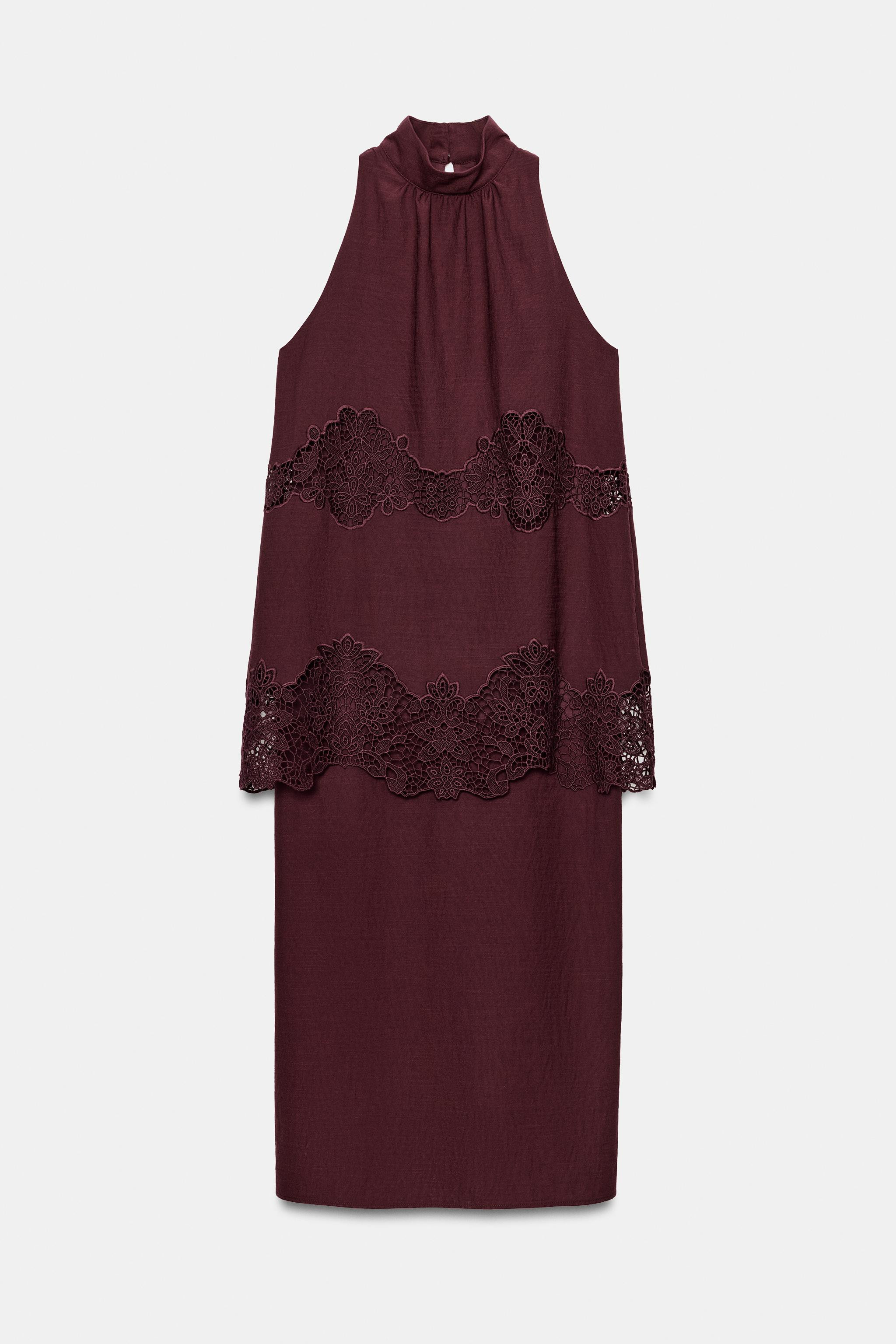 EMBROIDERED HALTER MIDI DRESS | Zara US