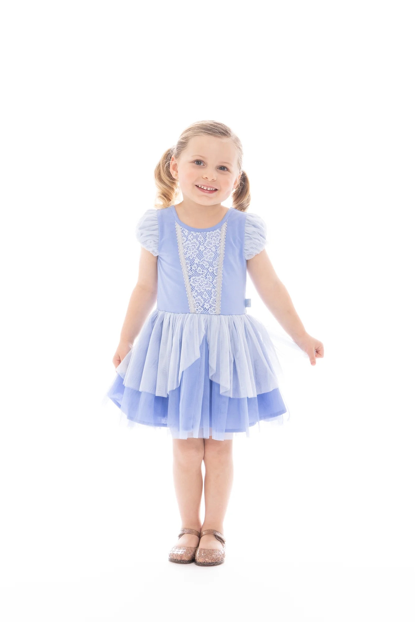 Disney Princess Toddler Girls Cinderella Cosplay Dress with Puff Sleeves, Sizes 12M-5T | Walmart (US)