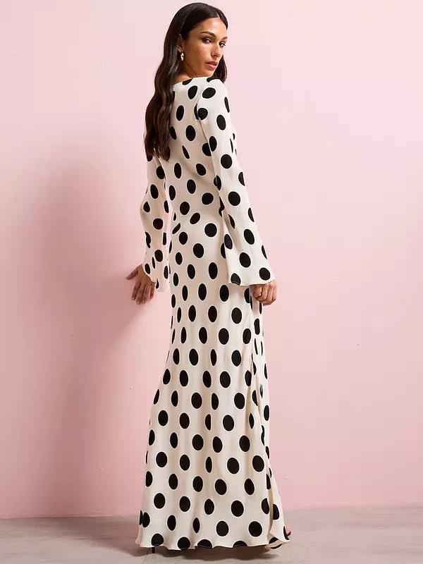 Mango Flared Sleeve Polka-dot Dress | Very (UK)