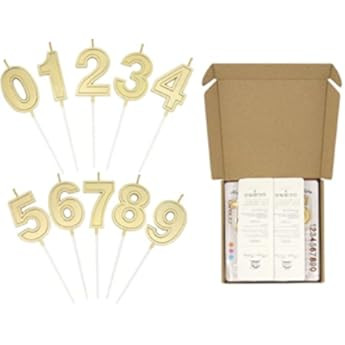 LUTER 2.76 Inches Large Birthday Candles Gold Glitter Birthday Cake Candles Number Candles Cake Topp | Amazon (US)