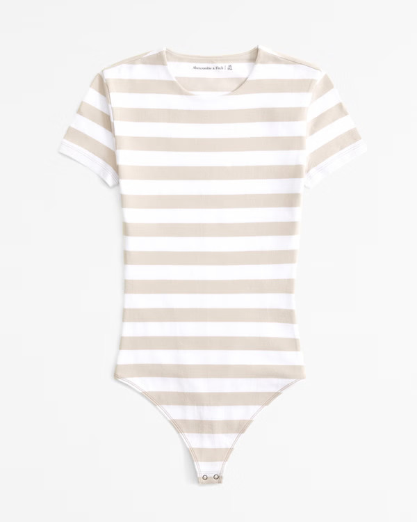 Women's Cotton-Blend Seamless Fabric Tee Bodysuit | Women's Tops | Abercrombie.com | Abercrombie & Fitch (US)