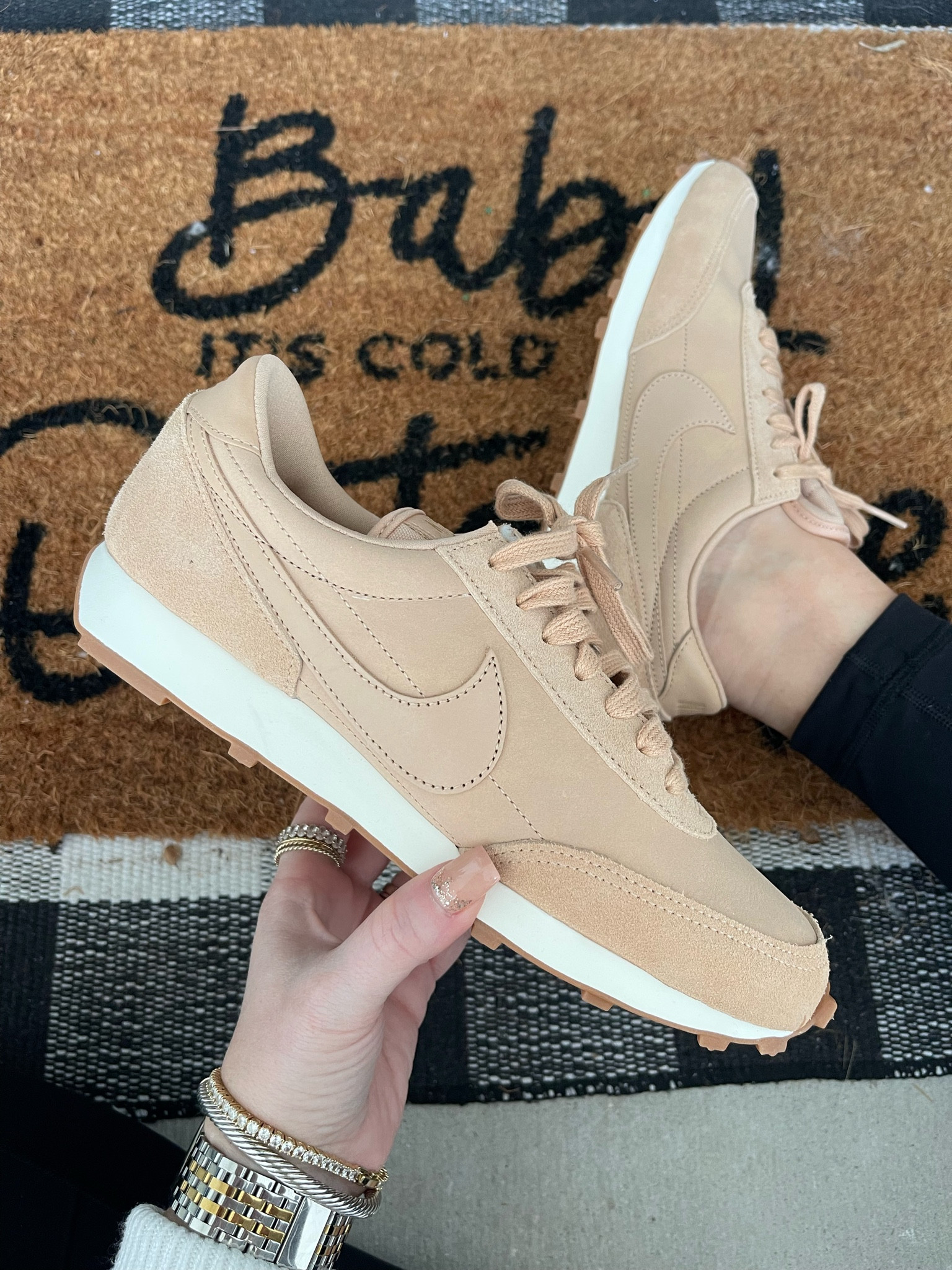 Nike sneakers tan Nikes athleisure sneakers size up 1/2 size 20% off code CHEER

#LTKshoecrush #LTKfit