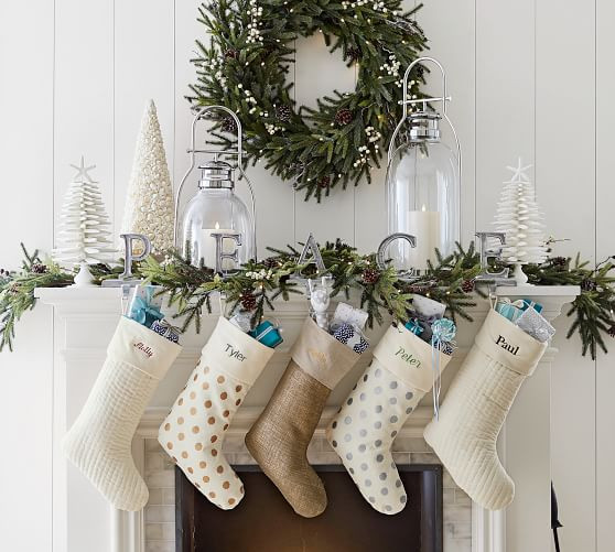 Channel Quilted Velvet Stockings | Pottery Barn (US)