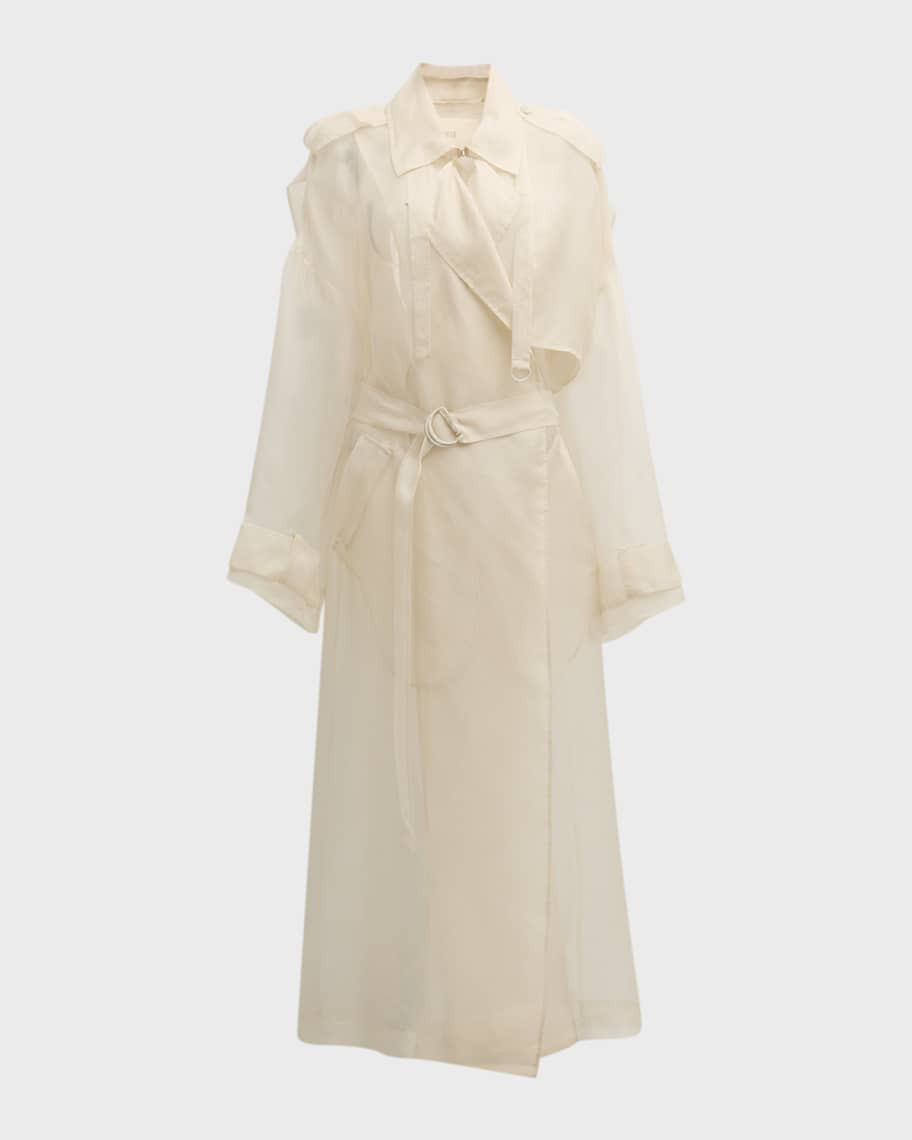 LAPOINTE Silk Organza Wrap Trench Coat | Neiman Marcus
