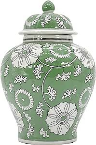 Galt International Green Floral Chinoiserie Jar 12" w/Lid - Ginger Jar, Tea Storage, Decorative, ... | Amazon (US)