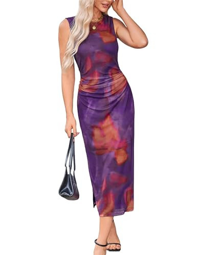 Formal Dresses for Women Dress for Wedding Guest Cocktail Dresses for Women 2025 Ruched Dresses for Women Spring Wedding Guest Dress Formal Wedding Guest Dress Purple | Amazon (US)