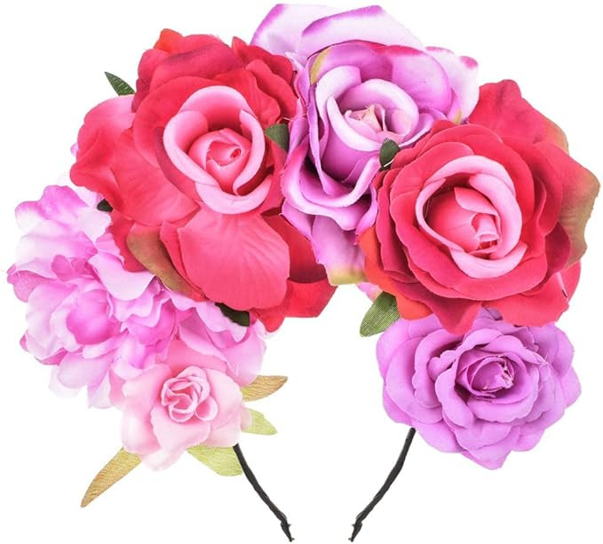 Rose Flower Crown Headband HalloweenCinco De Mayo Party Costume Headpiece NC26 | Amazon (US)